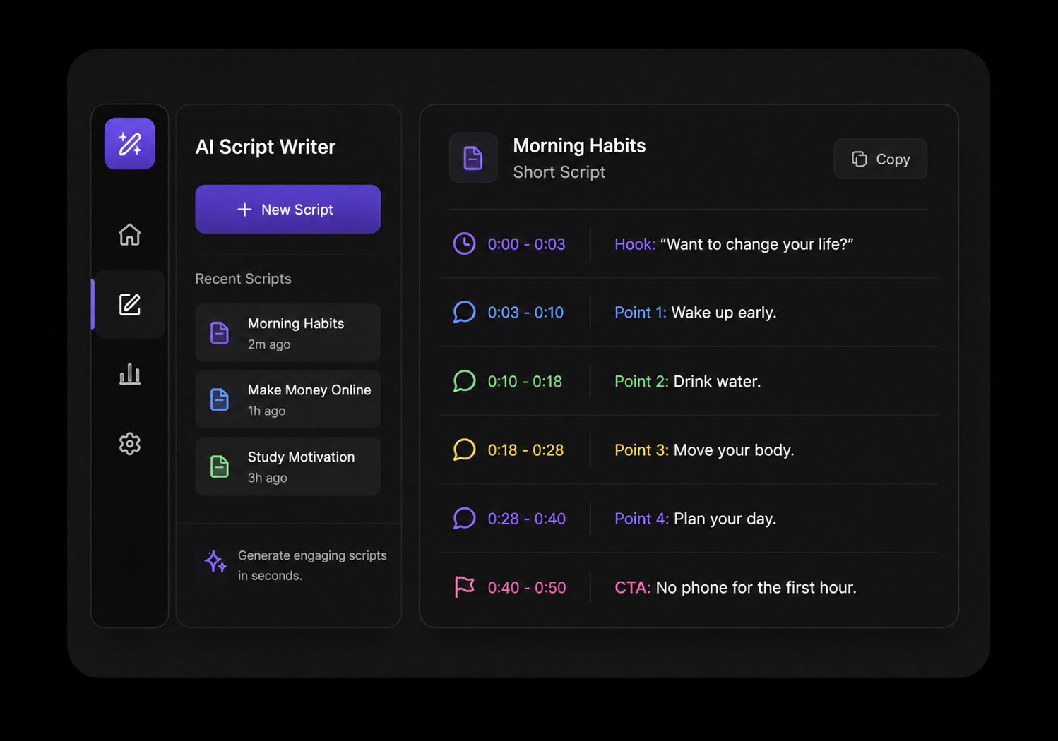 AI Script Writer & Captions